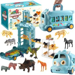Animal park dinosaur bus with 9 animals