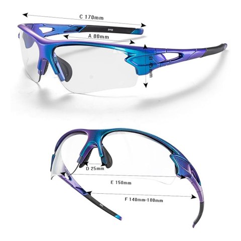Okulary rowerowe fotochromowe z filtrem UV 400 niebieskie Okulary rowerowe fotochromowe z filtrem UV 400 niebieskie