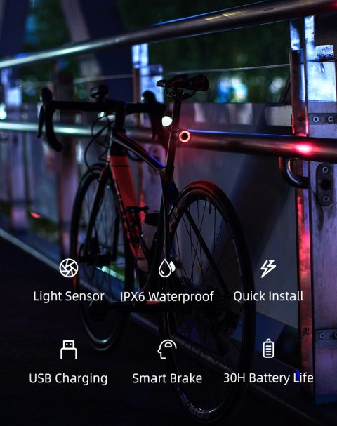 Lampa rowerowa tylna czerwona system STOP cztery tryby pracy Lampa rowerowa tylna czerwona system STOP cztery tryby pracy