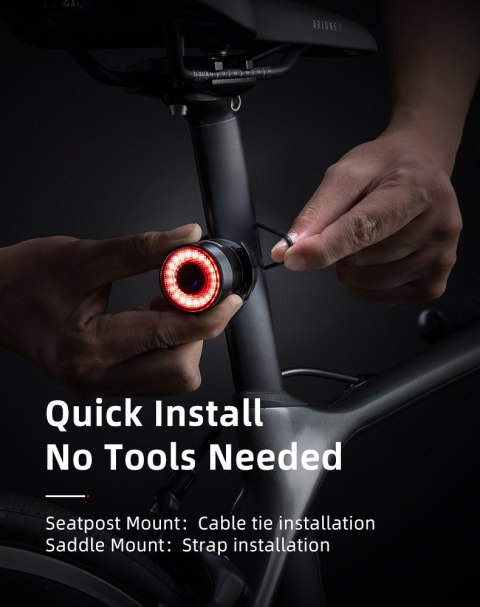 Lampa rowerowa tylna czerwona system STOP cztery tryby pracy Lampa rowerowa tylna czerwona system STOP cztery tryby pracy