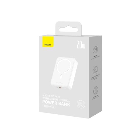 Powerbank Magnetic Mini 20000 mAh 20W + kabel USB-C biały Powerbank Magnetic Mini 20000 mAh 20W + kabel USB-C biały