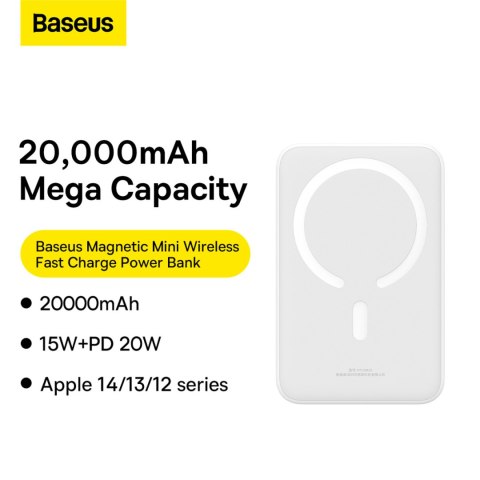 Powerbank Magnetic Mini 20000 mAh 20W + kabel USB-C biały Powerbank Magnetic Mini 20000 mAh 20W + kabel USB-C biały
