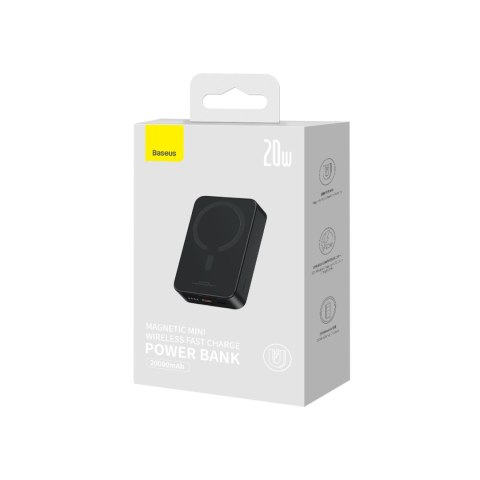 Powerbank Magnetic Mini 20000 mAh 20W + kabel USB-C czarny Powerbank Magnetic Mini 20000 mAh 20W + kabel USB-C czarny