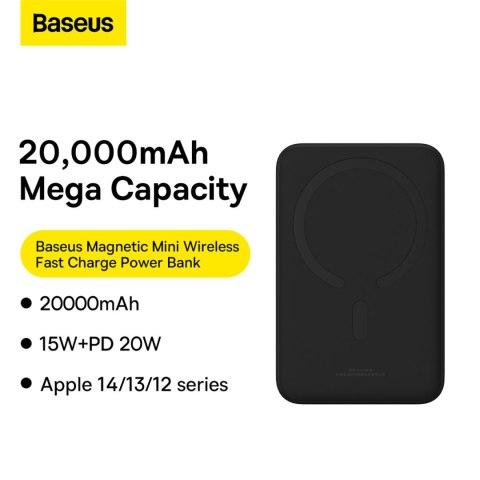 Powerbank Magnetic Mini 20000 mAh 20W + kabel USB-C czarny Powerbank Magnetic Mini 20000 mAh 20W + kabel USB-C czarny