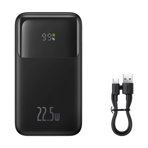 Powerbank z wyświetlaczem 10000mAh 22.5W + kabel USB-A / USB-C czarny Powerbank z wyświetlaczem 10000mAh 22.5W + kabel USB-A / USB-C czarny