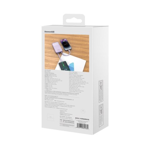 Powerbank z wyświetlaczem 10000mAh 22.5W + kabel USB-A / USB-C fioletowy Powerbank z wyświetlaczem 10000mAh 22.5W + kabel USB-A / USB-C fioletowy