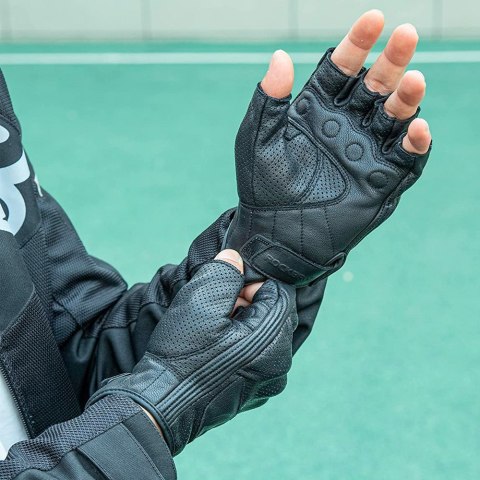 Rękawiczki motocyklowe bez palców z ochroną kostek rozmiar XL czarne Rękawiczki motocyklowe bez palców z ochroną kostek rozmiar XL czarne