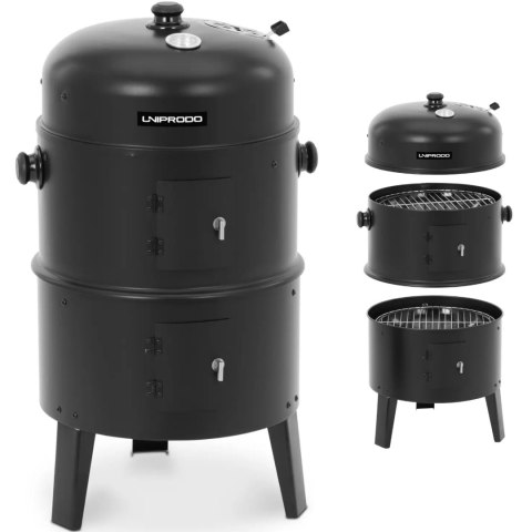 Grill wędzarniczy z termometrem 3 poziomy 46.5 x 41 x 79 cm Grill wędzarniczy z termometrem 3 poziomy 46.5 x 41 x 79 cm