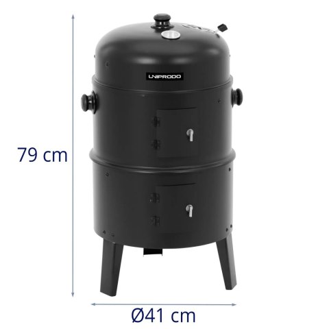 Grill wędzarniczy z termometrem 3 poziomy 46.5 x 41 x 79 cm Grill wędzarniczy z termometrem 3 poziomy 46.5 x 41 x 79 cm