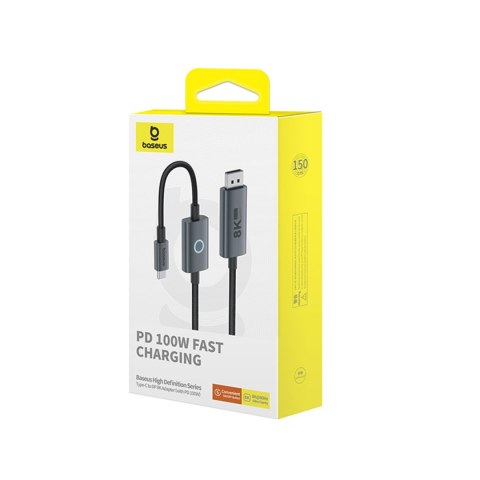 Kabel przewód USB-C - DisplayPort DP 8K PD 100W High Definition Series 1.5m - czarny Kabel przewód USB-C - DisplayPort DP 8K PD 100W High Definition Series 1.5m - czarny