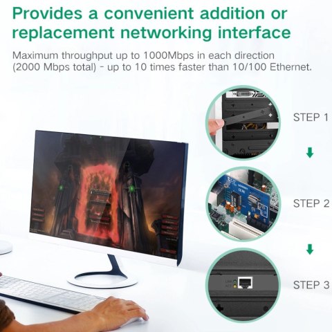 Karta sieciowa PCI-E Gigabit 10/100/1000Mbps - czarna Karta sieciowa PCI-E Gigabit 10/100/1000Mbps - czarna