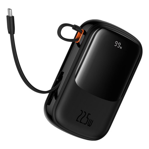 Powerbank Qpow Pro+ 20000mAh z kablem USB-C i wyświetlaczem - czarny Powerbank Qpow Pro+ 20000mAh z kablem USB-C i wyświetlaczem - czarny