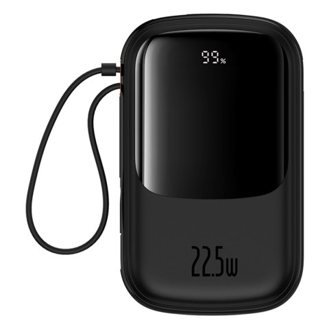 Powerbank Qpow Pro+ 20000mAh z kablem USB-C i wyświetlaczem - czarny Powerbank Qpow Pro+ 20000mAh z kablem USB-C i wyświetlaczem - czarny