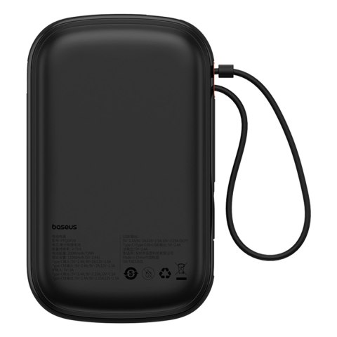 Powerbank Qpow Pro+ 20000mAh z kablem USB-C i wyświetlaczem - czarny Powerbank Qpow Pro+ 20000mAh z kablem USB-C i wyświetlaczem - czarny