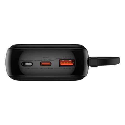 Powerbank Qpow Pro+ 20000mAh z kablem USB-C i wyświetlaczem - czarny Powerbank Qpow Pro+ 20000mAh z kablem USB-C i wyświetlaczem - czarny