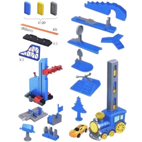 Zestaw Klocków Domino Tor Wyścigowy Samochodzik Pętla 360° Lokomotywa Winda Zestaw Klocków Domino Tor Wyścigowy Samochodzik Pętla 360° Lokomotywa Winda
