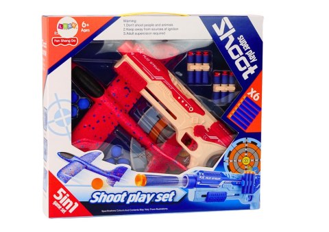 Pistolet Na Strzałki Kulki Piankowe Wyrzutnia Samolotu Tarcza Zestaw 5w1 Pistolet Na Strzałki Kulki Piankowe Wyrzutnia Samolotu Tarcza Zestaw 5w1