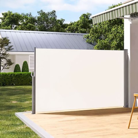 Składana markiza 300x160 cm boczna roleta parawan do ogrodu na taras beżowa Składana markiza 300x160 cm boczna roleta parawan do ogrodu na taras beżowa