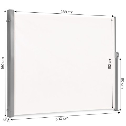 Składana markiza 300x160 cm boczna roleta parawan do ogrodu na taras beżowa Składana markiza 300x160 cm boczna roleta parawan do ogrodu na taras beżowa
