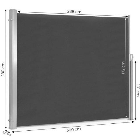 Składana markiza 300x180 cm boczna roleta parawan do ogrodu na taras antracyt Składana markiza 300x180 cm boczna roleta parawan do ogrodu na taras antracyt