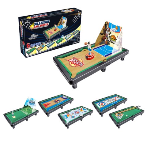 Zestaw Gier Zręcznościowych Sporty 6w1 Stolik Wymienne Plansze Zestaw Gier Zręcznościowych Sporty 6w1 Stolik Wymienne Plansze