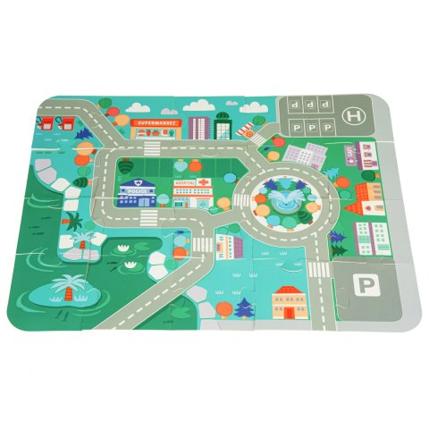 Drewniane klocki edukacyjne miasto mata 121 szt ECOTOYS Drewniane klocki edukacyjne miasto mata 121 szt ECOTOYS