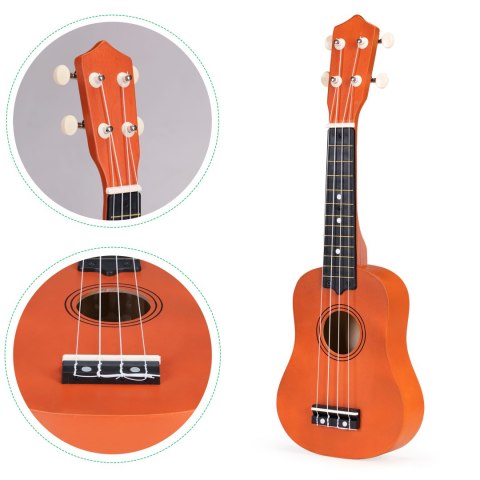 Gitara ukulele dla dzieci drewniana 4 struny nylonowe ECOTOYS Gitara ukulele dla dzieci drewniana 4 struny nylonowe ECOTOYS