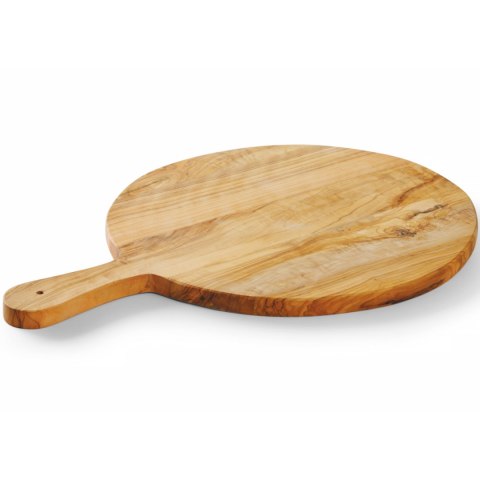 Deska do serwowania wędlin serów z drewna oliwnego okrągła z uchwytem śr. 320 mm Deska do serwowania wędlin serów z drewna oliwnego okrągła z uchwytem śr. 320 mm
