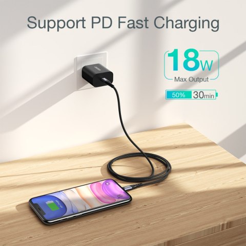 Kabel przewód do iPhone MFi USB-C - Lightning 480Mb/s 3A 2m czarny Kabel przewód do iPhone MFi USB-C - Lightning 480Mb/s 3A 2m czarny
