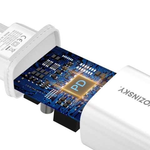 Ładowarka sieciowa 20W USB-A USB-C 100-240V biała Ładowarka sieciowa 20W USB-A USB-C 100-240V biała
