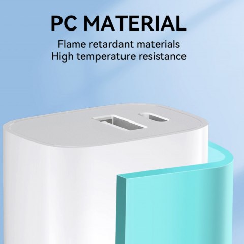 Ładowarka sieciowa 20W USB-A USB-C 100-240V biała Ładowarka sieciowa 20W USB-A USB-C 100-240V biała