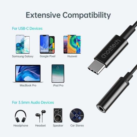 Przejściówka adapter audio USB-C - Jack 3.5mm 11cm czarna Przejściówka adapter audio USB-C - Jack 3.5mm 11cm czarna
