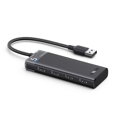 HUB adapter rozdzielacz portów 4x USB-A 3.0 i kablem zasilającym USB-A czarny HUB adapter rozdzielacz portów 4x USB-A 3.0 i kablem zasilającym USB-A czarny