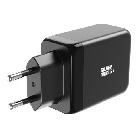 Ładowarka sieciowa GaN 65W 2x USB-C PD 1x USB-A QC 3.0 czarna Ładowarka sieciowa GaN 65W 2x USB-C PD 1x USB-A QC 3.0 czarna