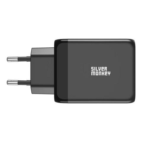 Ładowarka sieciowa GaN 65W 2x USB-C PD 1x USB-A QC 3.0 czarna Ładowarka sieciowa GaN 65W 2x USB-C PD 1x USB-A QC 3.0 czarna