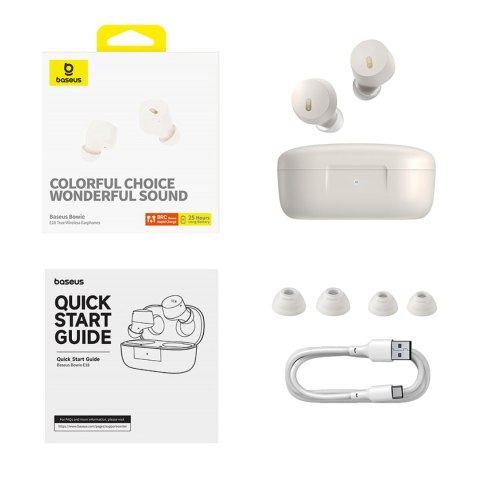 Słuchawki bezprzewodowe Bowie E18 TWS ENC IPX4 USB-C białe Słuchawki bezprzewodowe Bowie E18 TWS ENC IPX4 USB-C białe
