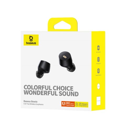 Słuchawki bezprzewodowe Bowie E18 TWS ENC IPX4 USB-C czarne Słuchawki bezprzewodowe Bowie E18 TWS ENC IPX4 USB-C czarne
