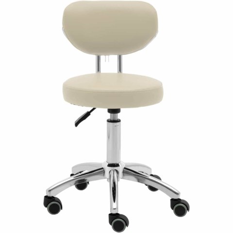 Krzesło kosmetyczne obrotowe z oparciem na kółkach 46-60 cm ASCONA - ciemny beż Krzesło kosmetyczne obrotowe z oparciem na kółkach 46-60 cm ASCONA - ciemny beż
