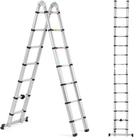 Drabina teleskopowa składana z aluminium 14 stopni 0.88-2.13/4.4 m Drabina teleskopowa składana z aluminium 14 stopni 0.88-2.13/4.4 m