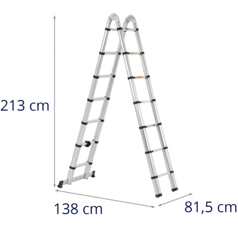 Drabina teleskopowa składana z aluminium 14 stopni 0.88-2.13/4.4 m Drabina teleskopowa składana z aluminium 14 stopni 0.88-2.13/4.4 m