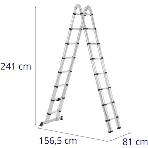 Drabina teleskopowa składana z aluminium 16 stopni 0.92-2.42/5 m Drabina teleskopowa składana z aluminium 16 stopni 0.92-2.42/5 m