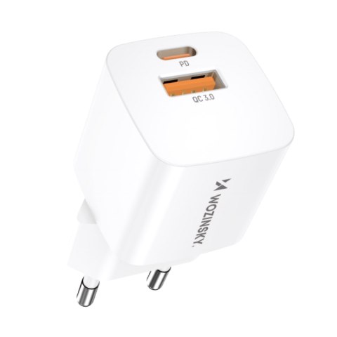 Ładowarka sieciowa PD QC 3.0 100-240V 20W USB-C USB-A biała Ładowarka sieciowa PD QC 3.0 100-240V 20W USB-C USB-A biała