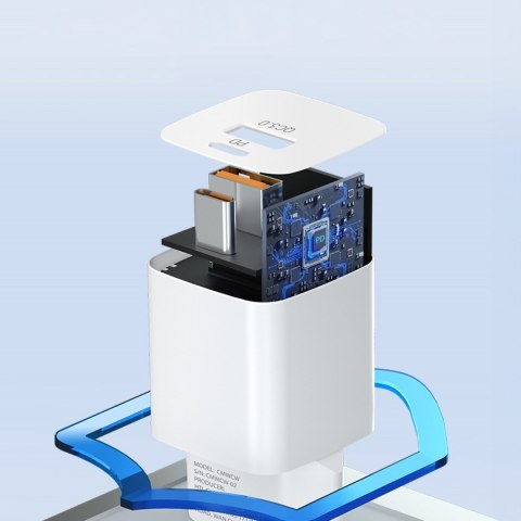 Ładowarka sieciowa PD QC 3.0 100-240V 20W USB-C USB-A biała Ładowarka sieciowa PD QC 3.0 100-240V 20W USB-C USB-A biała