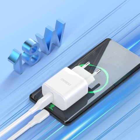 Ładowarka sieciowa USB-A 18W z kablem do iPhone USB-A - Lightning biała Ładowarka sieciowa USB-A 18W z kablem do iPhone USB-A - Lightning biała