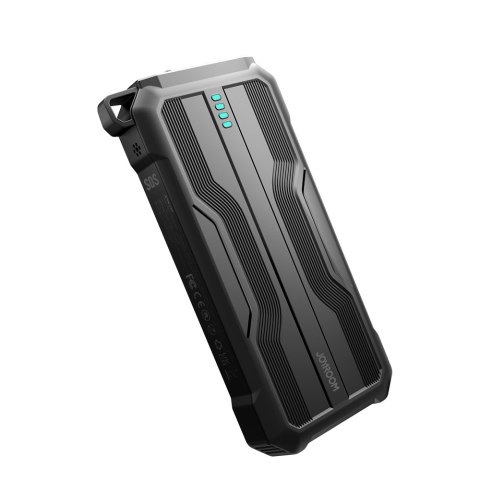 Pancerny powerbank 10000mAh outdoor z kablami USB-C microUSB Lightning i latarką - czarny Pancerny powerbank 10000mAh outdoor z kablami USB-C microUSB Lightning i latarką - czarny