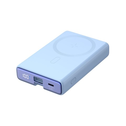 Powerbank magnetyczny 10000mAh 20W z podstawką + kabel Lightning - USB-C niebieski Powerbank magnetyczny 10000mAh 20W z podstawką + kabel Lightning - USB-C niebieski