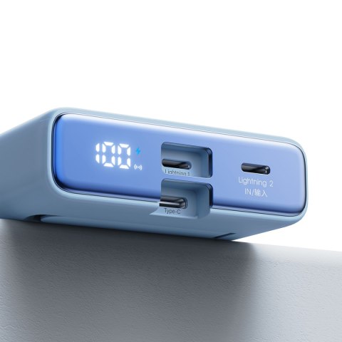 Powerbank magnetyczny 10000mAh 20W z podstawką + kabel Lightning - USB-C niebieski Powerbank magnetyczny 10000mAh 20W z podstawką + kabel Lightning - USB-C niebieski