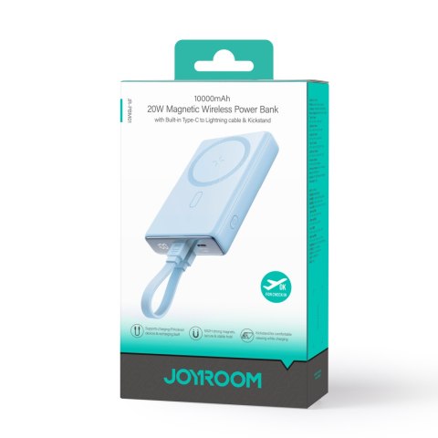 Powerbank magnetyczny 10000mAh 20W z podstawką + kabel Lightning - USB-C niebieski Powerbank magnetyczny 10000mAh 20W z podstawką + kabel Lightning - USB-C niebieski