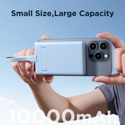 Powerbank magnetyczny 10000mAh 20W z podstawką + kabel Lightning - USB-C niebieski Powerbank magnetyczny 10000mAh 20W z podstawką + kabel Lightning - USB-C niebieski