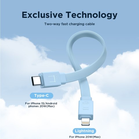 Powerbank magnetyczny 10000mAh 20W z podstawką + kabel Lightning - USB-C niebieski Powerbank magnetyczny 10000mAh 20W z podstawką + kabel Lightning - USB-C niebieski